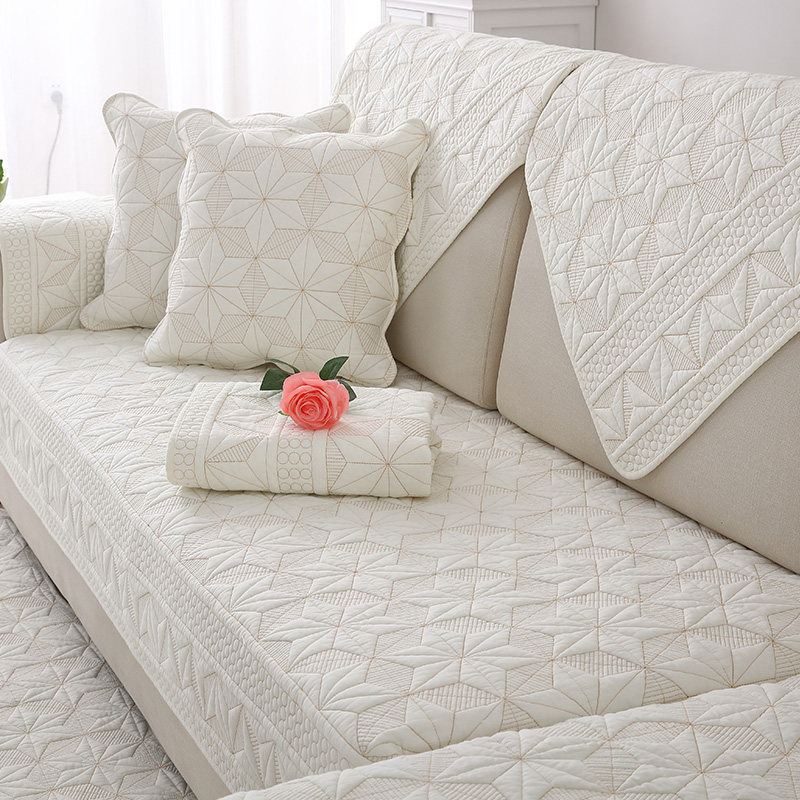 全棉沙发垫四季防滑盖布巾纯色罩 锦绣安娜沙发垫