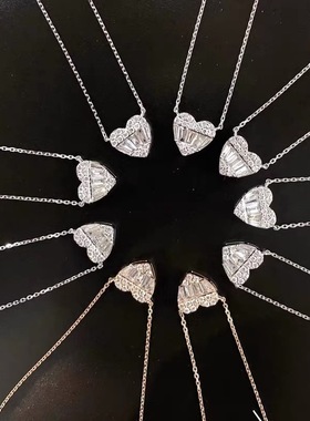 韩版新款轻奢迷你ins百搭小爱心项链女 简约甜美风满钻桃心锁骨链