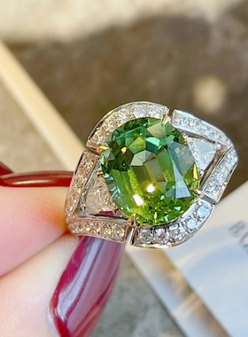 法国祖母绿戒指ins锆石