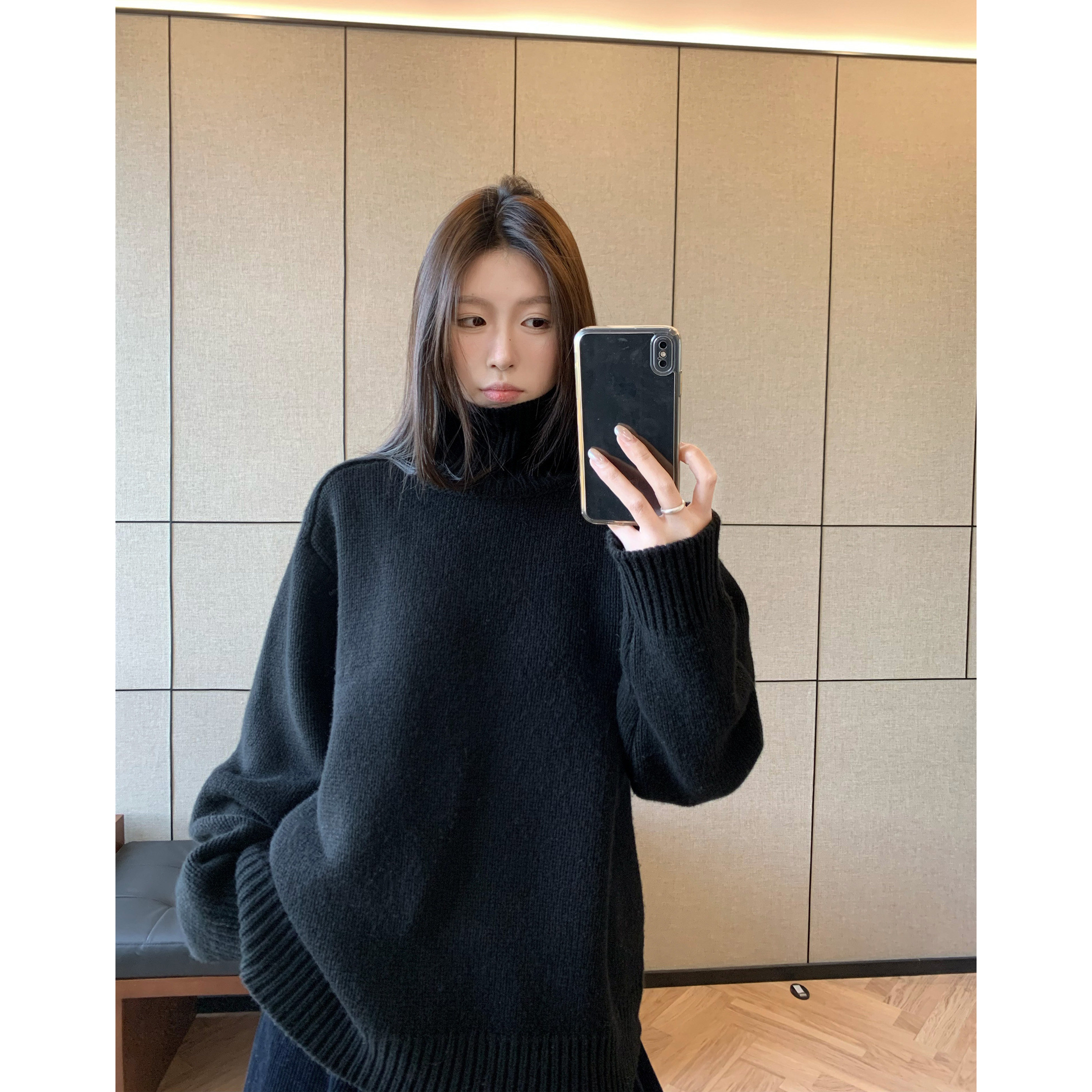 HVIVI 舒适绵羊毛宽松简约高领毛衣女冬季新款慵懒针织打底衫上衣,淘宝优惠券,粉丝福利购,淘宝优惠卷