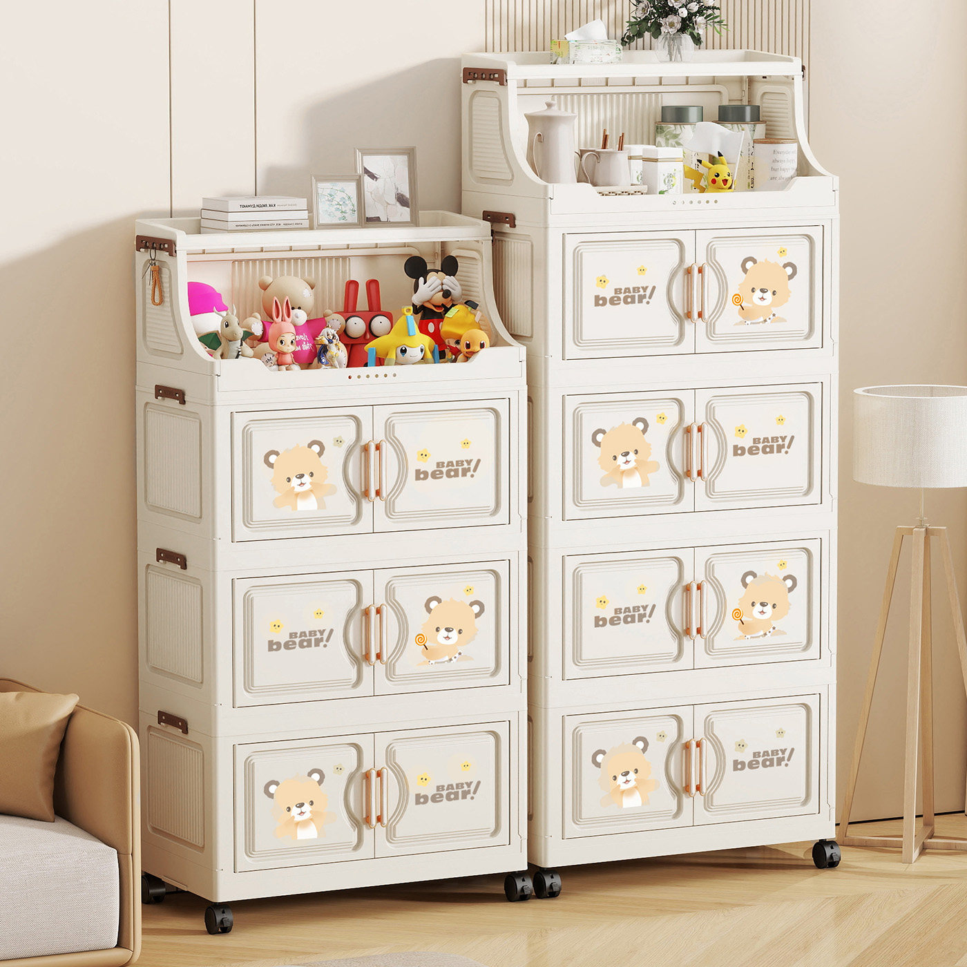 折叠收纳柜子家用整理储物柜多层零食玩具柜客厅厨房置物架收纳箱,淘宝优惠券,粉丝福利购,淘宝优惠卷