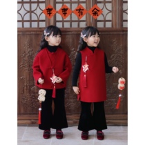 NAIXIBABY | Year-over-year girl handmade wool double-sided Chinese style qipao skirt Machia jacket