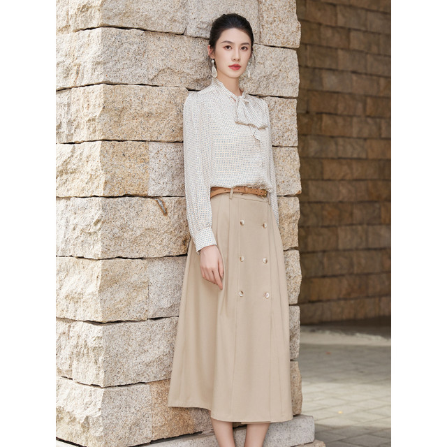 Stubborn new college style bow collar polka dot long-sleeved shirt for women 30733CS08278