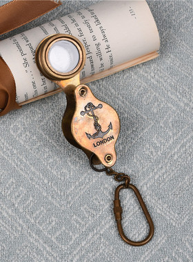 黄铜放大镜复古风书房摆件