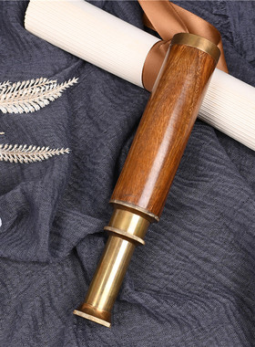 印度复古风望远镜黄铜欧式家居客厅装饰摆件单筒礼盒伸缩软装道具