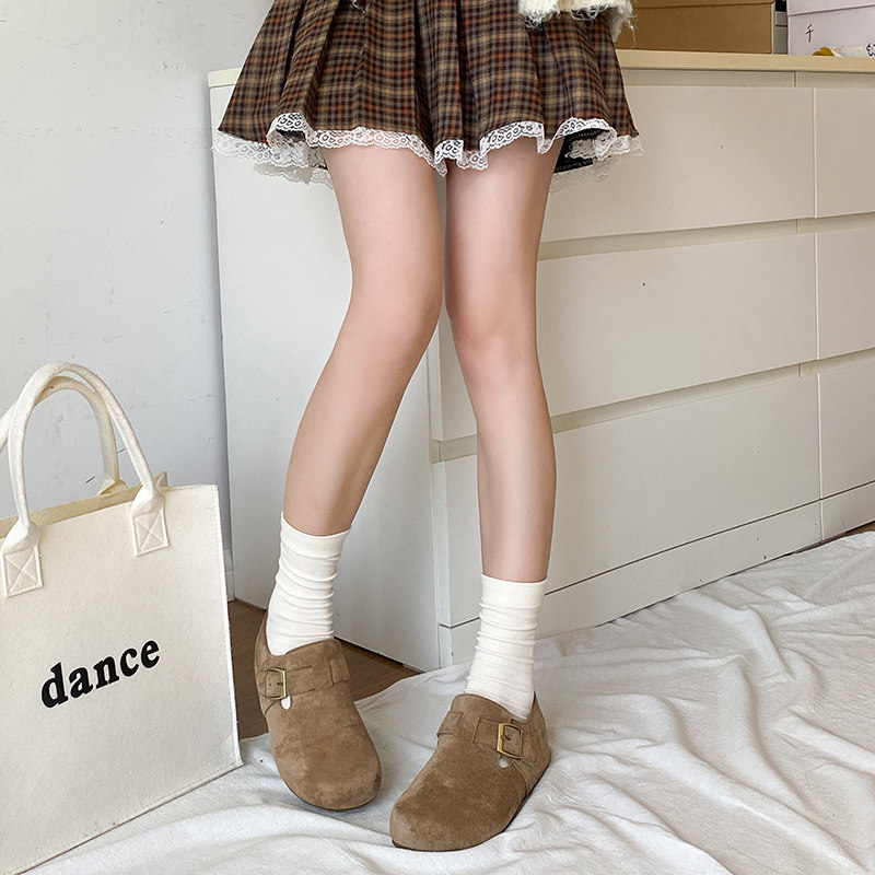 娇彤全真皮版2025春秋新款勃肯鞋女全包平底魔术贴博肯单鞋晚晚鞋,淘宝优惠券,粉丝福利购,淘宝优惠卷