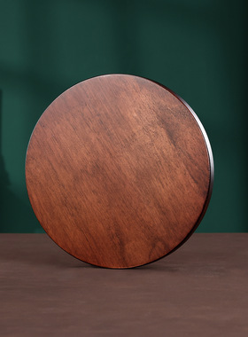 木质圆形摆件工艺品底座 香薰花盆佛像底座 新中式仿胡桃木底座