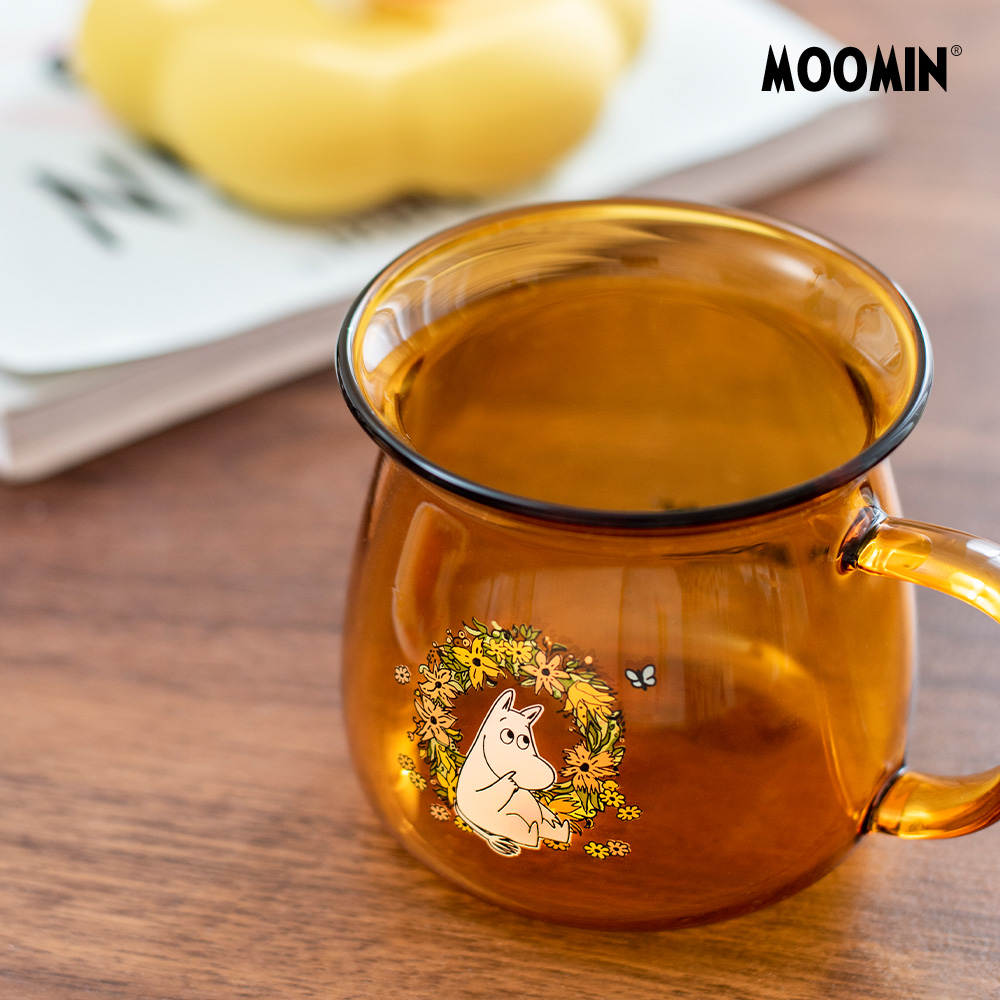 姆明耐热玻璃圆形咖啡杯 卡通硅胶杯盖创意喝水杯有盖 日常送礼 - 图2