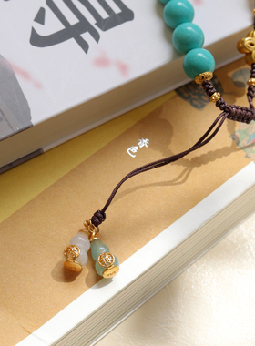 吉盟珠宝古法银碧玺手链女美松转运珠青金石手串轻奢新中式国潮