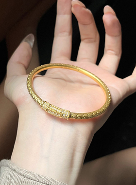5D点钻麦穗黄金手镯子足金999