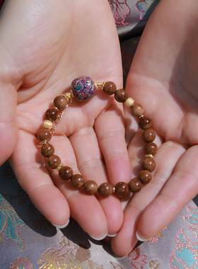 吉盟珠宝古法银库克佛珠手串女大漆珠藏式文玩风手链新中式国潮