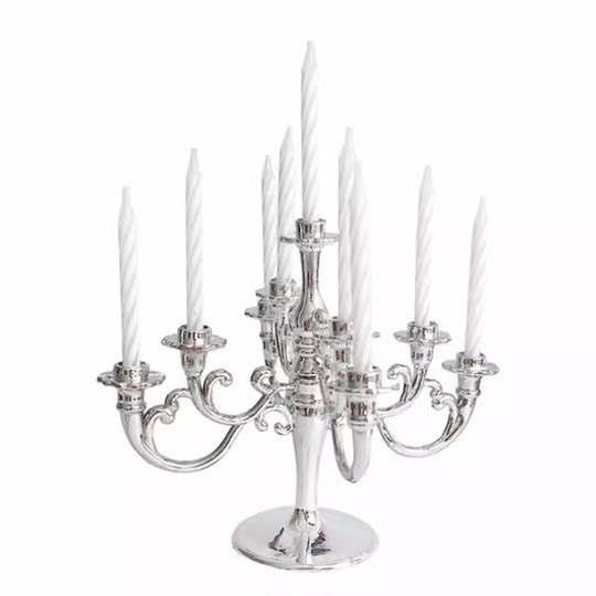 Candelabro retro europeo decoración de pasteles adornos atmósfera de bronce plateado decoración de cumpleaños accesorios enchufables para hornear