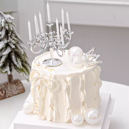 Candelabro retro europeo decoración de pasteles adornos atmósfera de bronce plateado decoración de cumpleaños accesorios enchufables para hornear