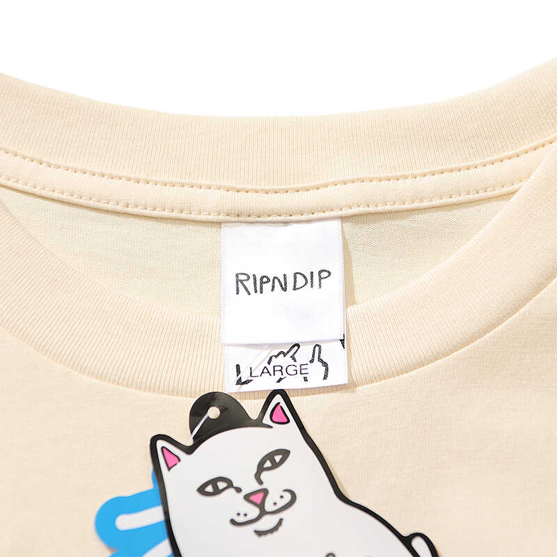 美国潮牌RIPNDIP 贱猫中指猫纯棉短袖T恤 个性毒蘑菇 男女情侣款 - 图2