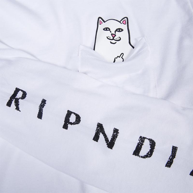 美国潮牌RIPNDIP 贱猫长袖T恤男女情侣款LORD NERMAL经典款口袋猫 - 图2