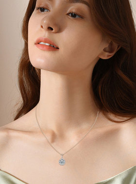 s925纯银时尚莫桑石交叉设计款吊坠项链女士高级轻奢跨境直播热销