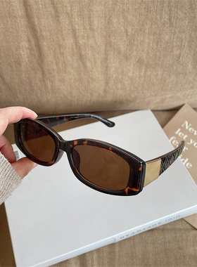 欧美复古墨镜菱格金属镜腿ins