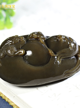 宛玉魂和田玉糖料刘海戏金蟾把件