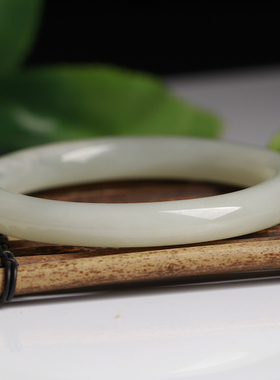 宛玉魂和田玉圆条手镯女士玉镯子