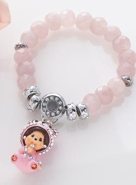 甜美风粉水晶半宝石生日礼物手链