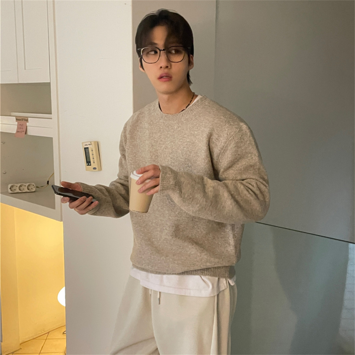 MRDONG韩国男装代购15色秋冬百搭OOTD羊毛混纺打底圆领针织衫毛衣,淘宝优惠券,粉丝福利购,淘宝优惠卷