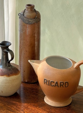 世界岛法国RICARD中古陶瓷水壶西洋古董艺术花器陈设摆件氛围感