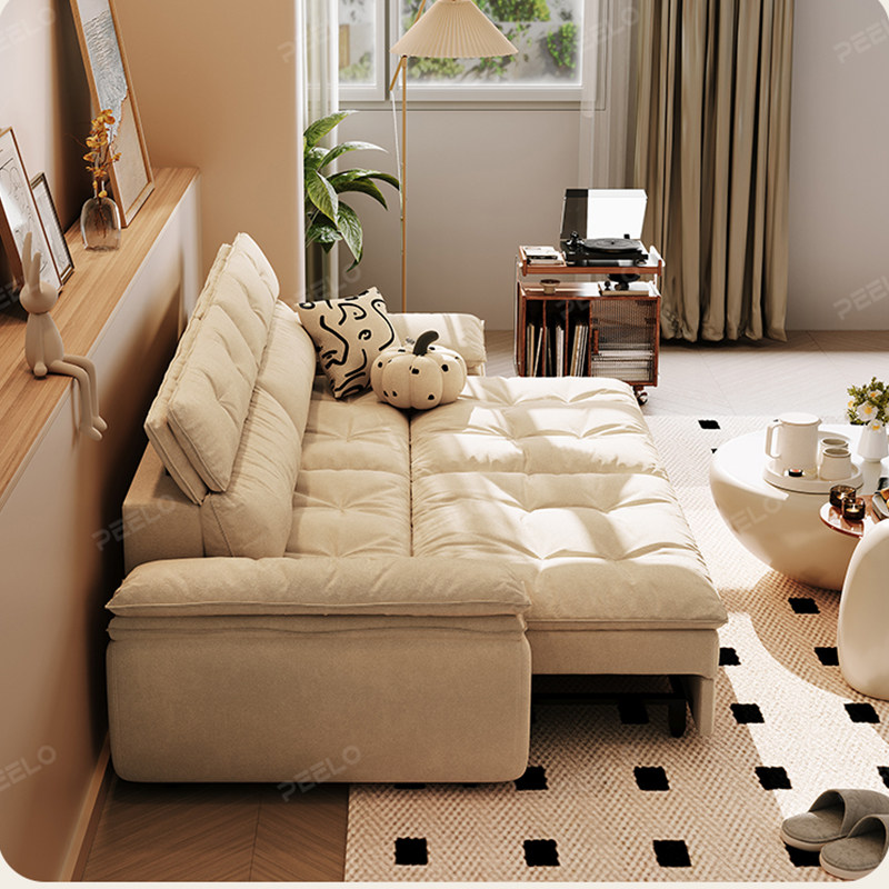 法式奶油侘寂风客厅电动功能沙发零靠墙可调节伸缩可拆洗布艺沙发,淘宝优惠券,粉丝福利购,淘宝优惠卷