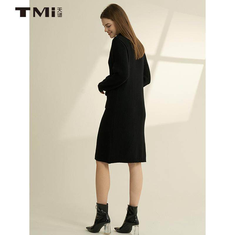 天谜连衣裙优雅减龄针织时尚百搭长袖裙子2024冬季新品TMi244144,淘宝优惠券,粉丝福利购,淘宝优惠卷