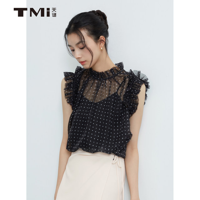 Tianmi elegant polka dot ເສື້ອ sleeveless breathable