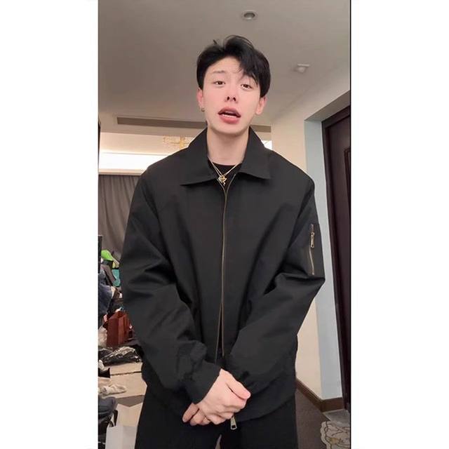 American bomber jacket for men in spring and autumn, high-end and handsome high street lapel baseball uniform