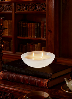 轻奢现代样板间床头柜天然大理石香薰精油扩香器摆件酒店蜡烛摆设