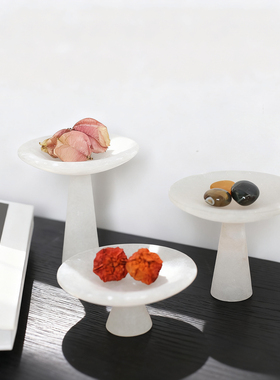 中古云石果盘装饰盘摆件