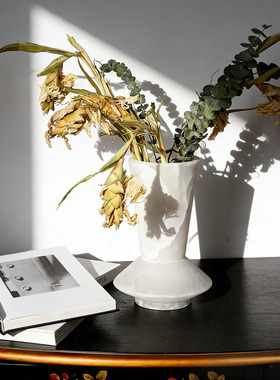 现代新中式天然大理石花器摆件