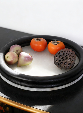 中古云石果盘托盘装饰摆设