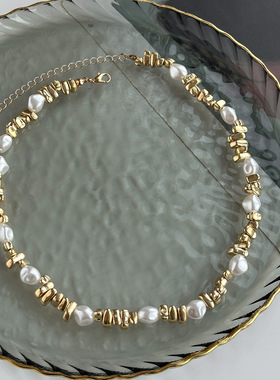 欧美饰品时尚CCB仿珍珠项饰女小众百搭气质锁骨链设计感项链