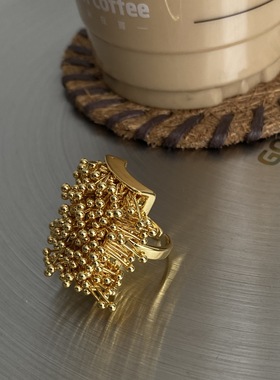 新设计感小众高级百搭烟花种子造型开口戒指夸张欧美复古指环