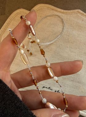 欧美简约ins风项链百搭高级感小众设计贝壳串珠法式小香风毛衣链