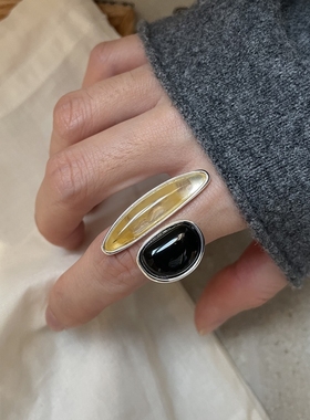 法式复古小众设计不规则开口戒指冷淡风高级感叠戴食指指环