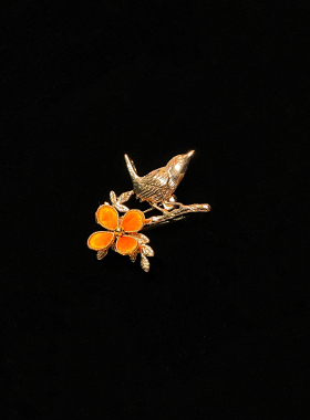 花想绒非遗绒花复古花鸟胸针