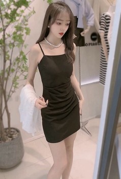 Spring and summer slimming suspender dress pleated sexy goddess mid-length skirt hot girl skirt + pure wish ice silk jacket