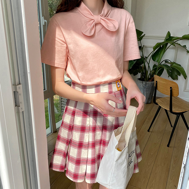 毛菇小象蝴蝶结短袖2020夏女t恤 毛菇小象T恤