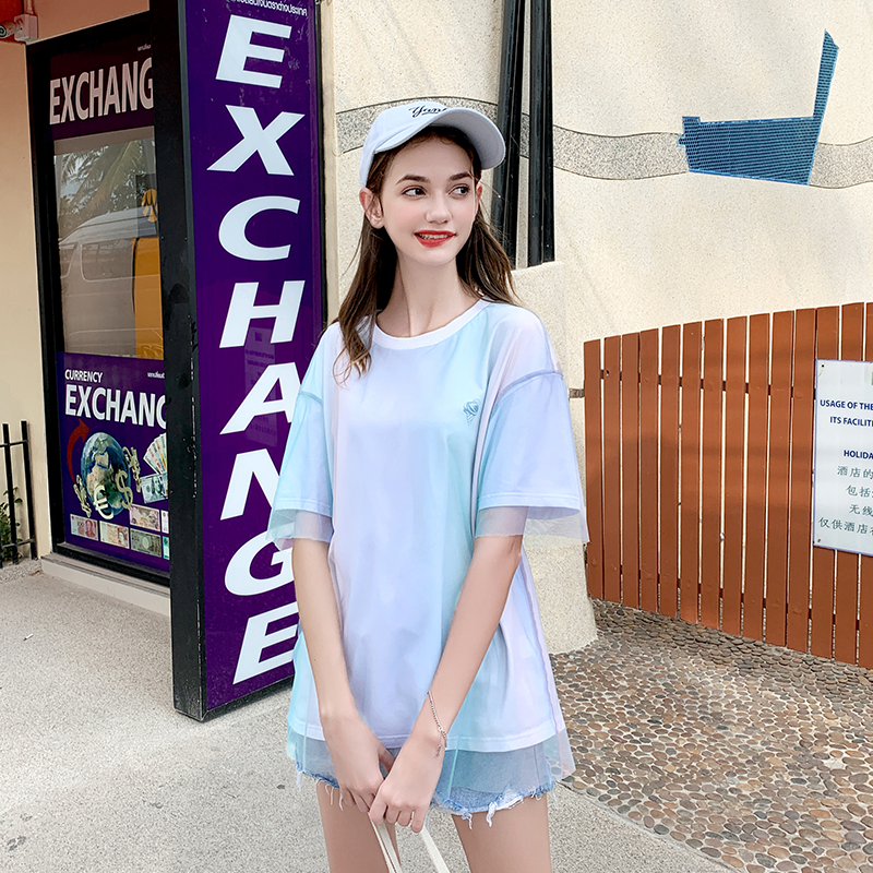 毛菇小象网纱女2020夏装新韩版t恤 毛菇小象T恤