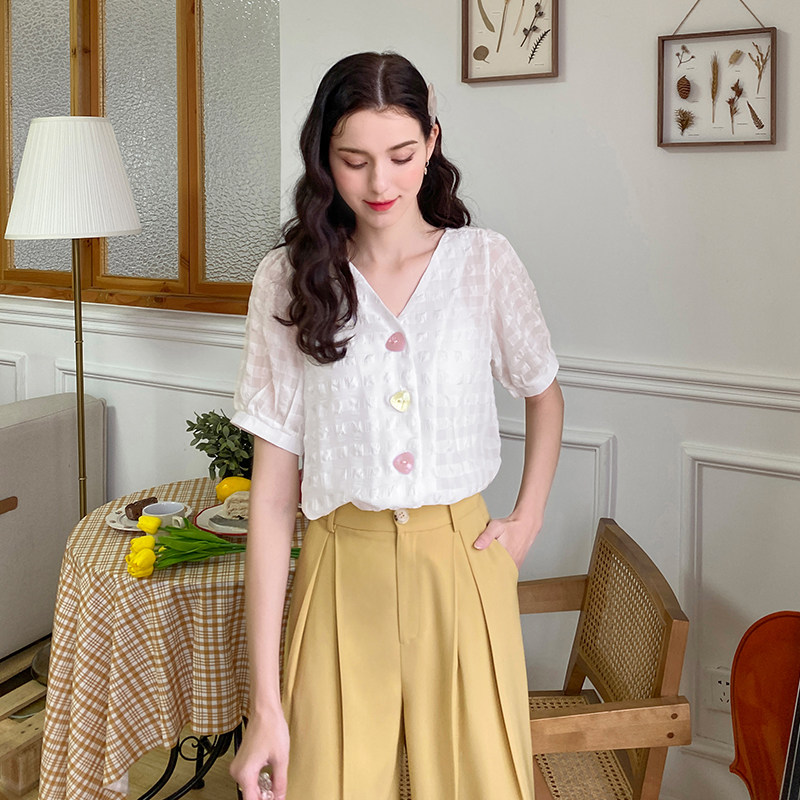 毛菇小象格子2020夏新款韩版衬衫 毛菇小象衬衫