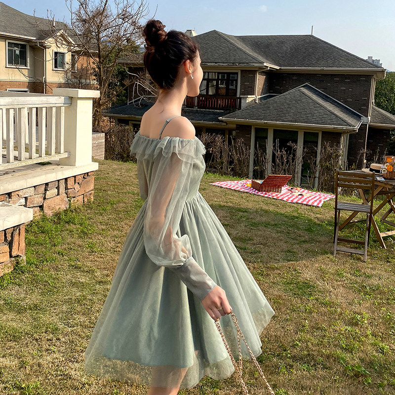 毛菇小象超仙气质连衣裙女2020蓬裙 毛菇小象连衣裙