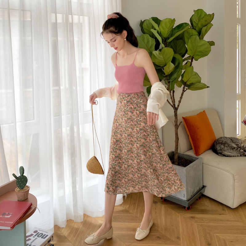 毛菇小象碎花a字女2020夏半身裙 毛菇小象半身裙