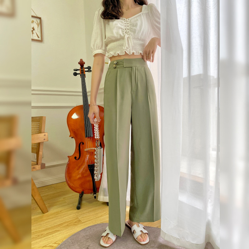 毛菇小象高腰直筒2020新女夏休闲裤 毛菇小象休闲裤