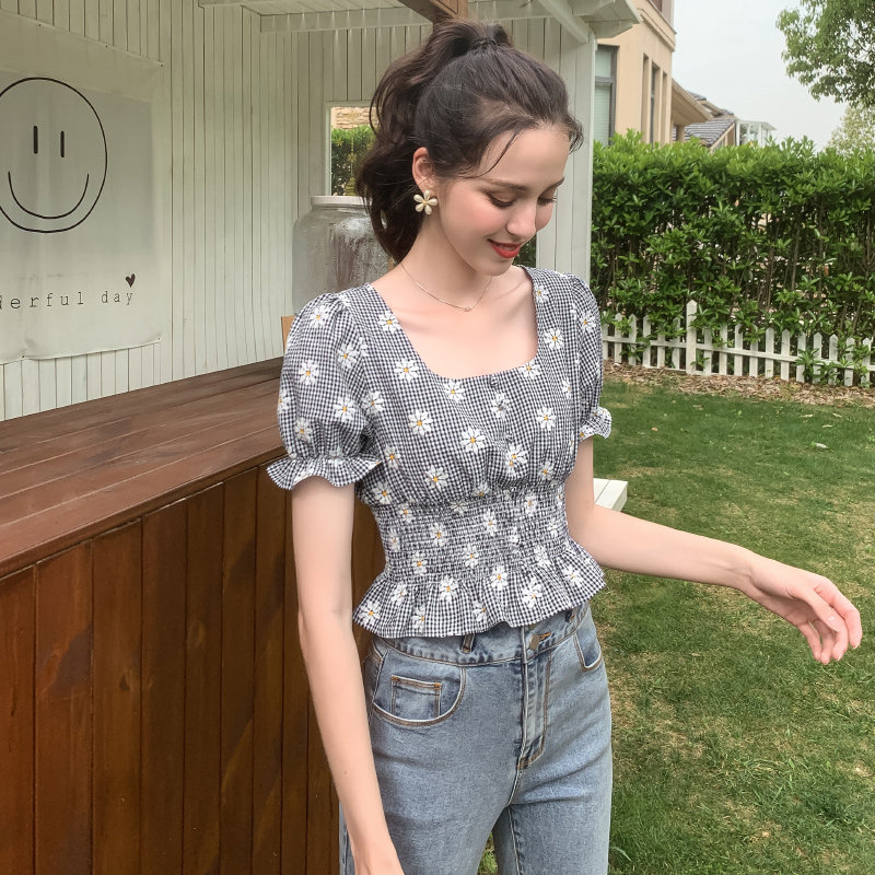 毛菇小象少女碎花女2020新款衬衫 毛菇小象衬衫
