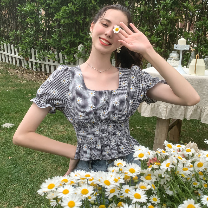 毛菇小象少女碎花女2020新款衬衫 毛菇小象衬衫