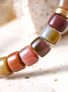 普琳丝老料盐源手串天然正品七彩玛瑙药片串珠手链女文玩玉髓转运