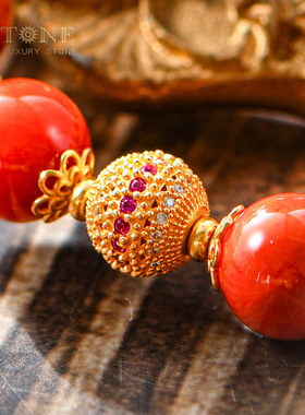 火焰南红手串凉山满肉柿子红玛瑙手链天然补火红色本命年普琳丝